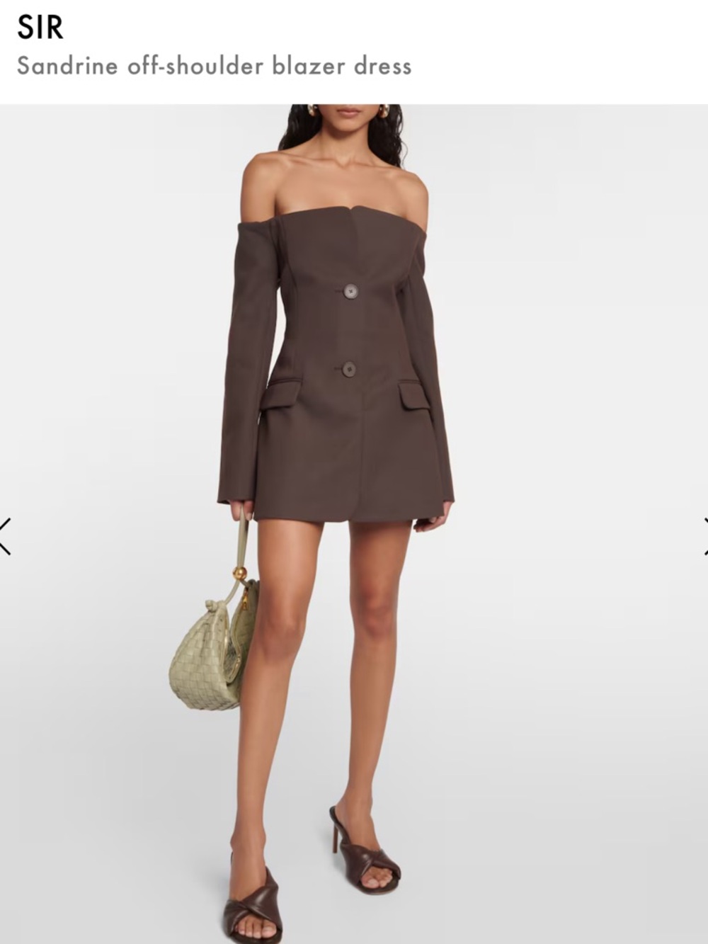 SIR the Label Sandrine Off-Shoulder Blazer Dress in Dark Brown